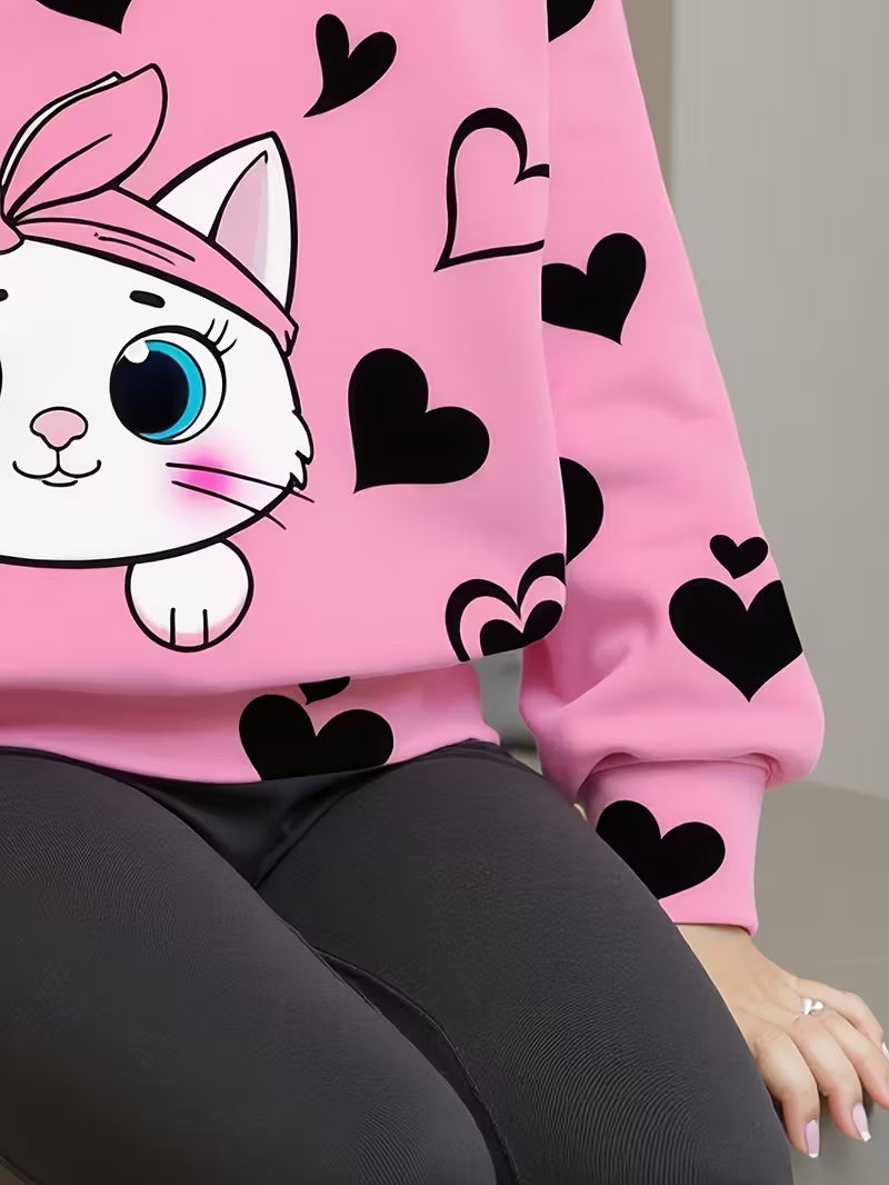 Conjunto "Sweet Kitty" Sudadera y Leggings de Corazones para Niñas