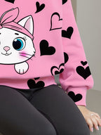 Conjunto "Sweet Kitty" Sudadera y Leggings de Corazones para Niñas