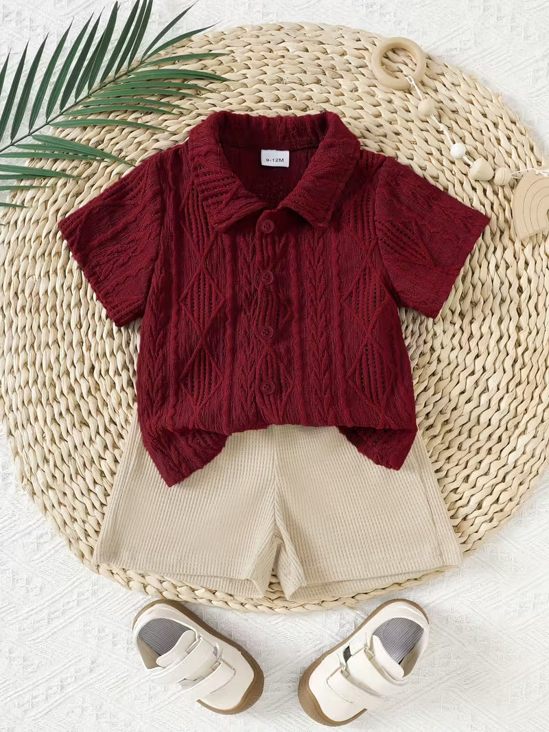 Conjunto cómodo para bebé niño: camiseta de manga corta y shorts 🌞👶