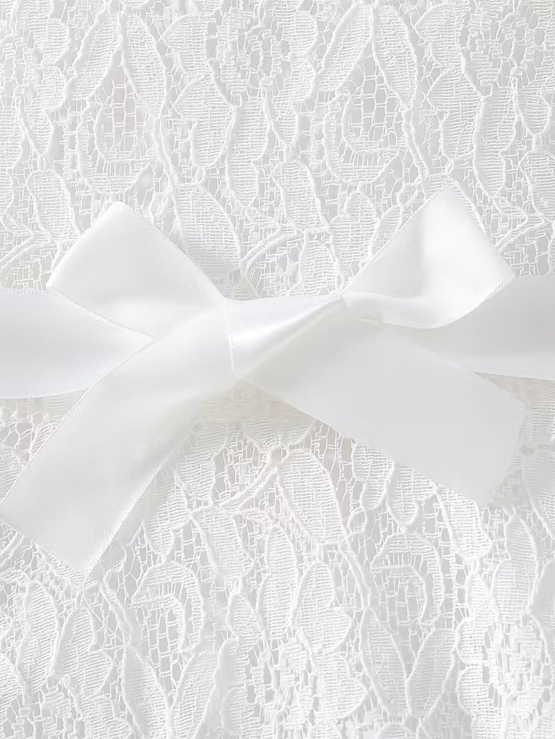 Vestido de verano para niñas con cuello de encaje