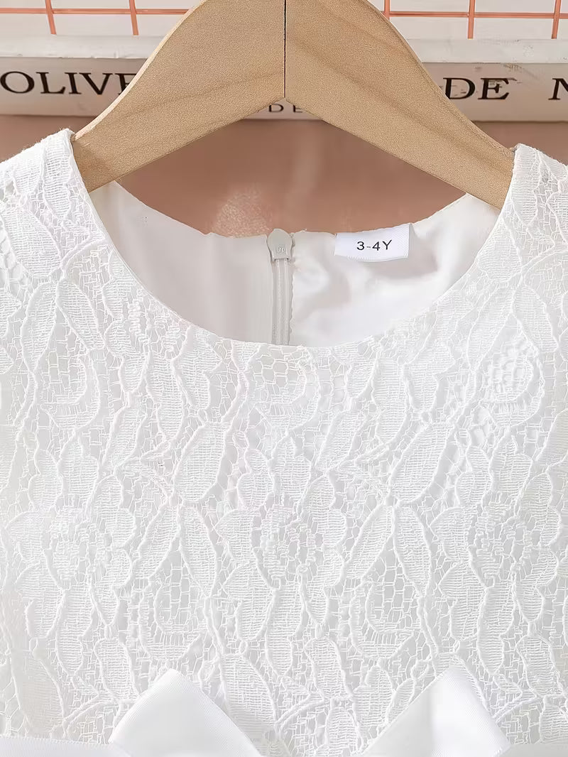 Vestido de verano para niñas con cuello de encaje