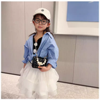 Bolso pequeño de perlas con cierre dorado en forma de corazón y diseño moderno para niñas