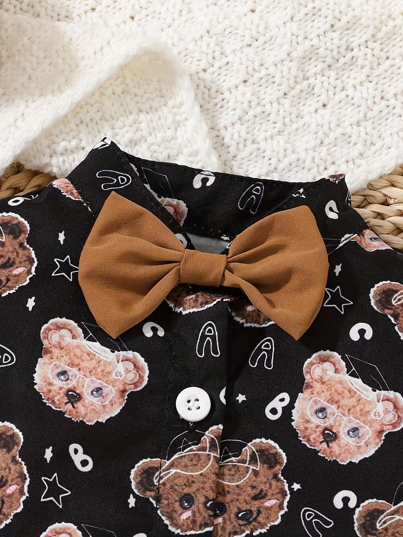 Conjunto Teddy Gentleman con Body de Ositos y Tirantes"