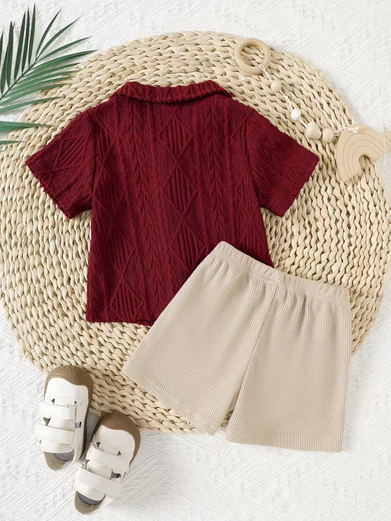 Conjunto cómodo para bebé niño: camiseta de manga corta y shorts 🌞👶