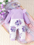 Enterizo Floral "Purple Blossom" con Diadema para Bebé