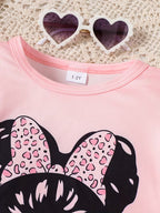 Conjunto Pink Heart Camiseta y Leggings Modernos para Niñas