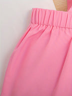 Conjunto de Falda con Tirantes y Blusa con Lazo para Niñas