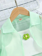 Conjunto para niñas: chaqueta transparente, camiseta y shorts – 4 días hábiles