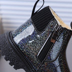 Botas de invierno brillantes con forro de pelo para niñas