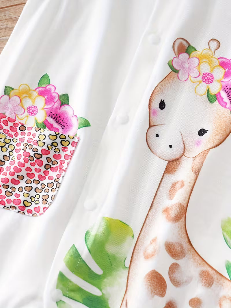 Vestido de verano para bebé con ciervos y volantes