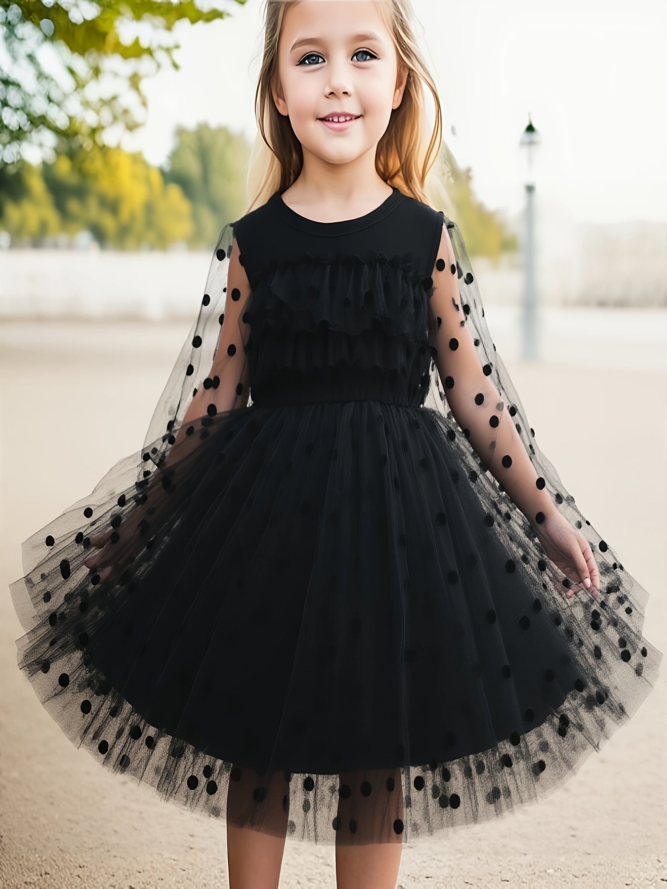 Vestido de Tul con Lunares para Niña