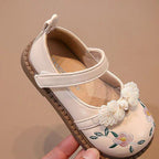 Zapato clásico de verano para niñas con bordado de flores