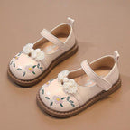 Zapato clásico de verano para niñas con bordado de flores