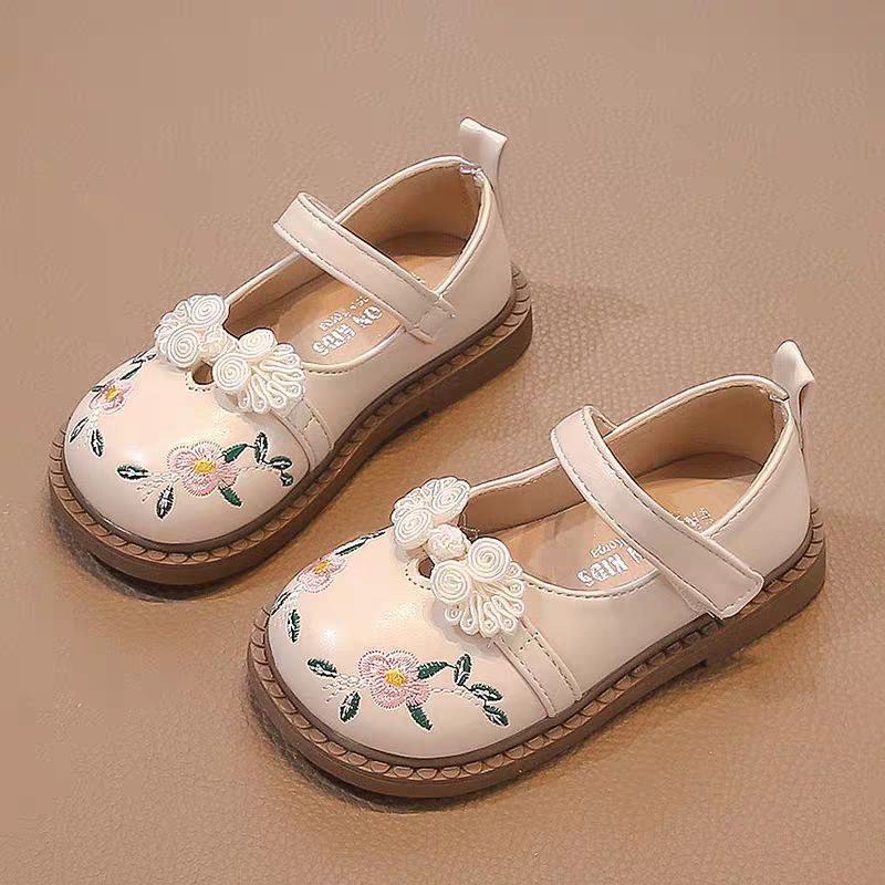 Zapato clásico de verano para niñas con bordado de flores