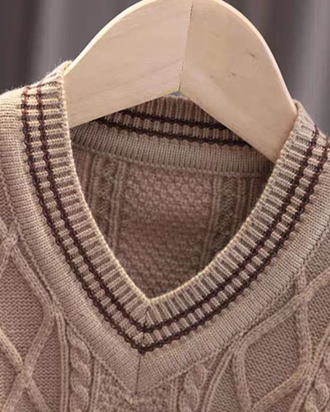 Conjunto bebé niño 3 piezas invierno: suéter lana, camisa cuadros y pantalón elástico en España