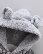 Conjunto bebé invierno 3 piezas chaqueta pantalón sudadera acolchada vista frontal