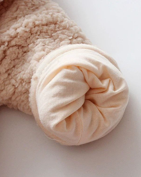 Conjunto de invierno niño sherpa Teddy Bear con capucha de orejitas y forro cálido detalle capucha