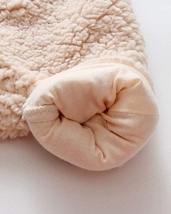 Conjunto de invierno niño sherpa Teddy Bear con capucha de orejitas y forro cálido detalle capucha