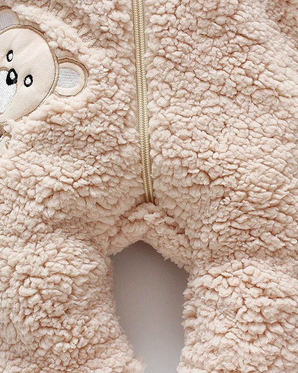Conjunto de invierno niño sherpa Teddy Bear con capucha de orejitas y forro cálido detalle capucha
