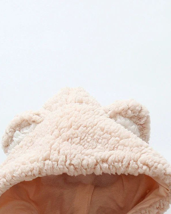 Conjunto de invierno niño sherpa Teddy Bear con capucha de orejitas y forro cálido detalle capucha