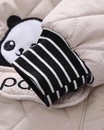 Conjunto bebé panda de invierno 2 piezas (chaqueta y pantalón) de algodón acolchado, cuello alto