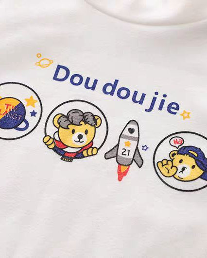 Conjunto bebé niño 3 piezas invierno: chaqueta acolchada con bordado de osito, camiseta interior y pantalón de algodón ropa en España