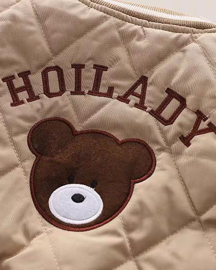 Conjunto bebé niño 3 piezas invierno: chaqueta acolchada con bordado de osito, camiseta interior y pantalón de algodón ropa en España