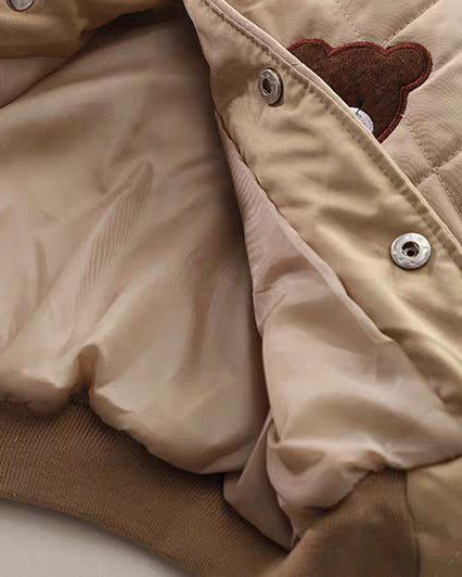 Conjunto bebé niño 3 piezas invierno: chaqueta acolchada con bordado de osito, camiseta interior y pantalón de algodón ropa en España