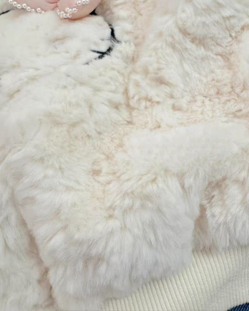 Conjunto niña invierno 2 piezas ropa niña felpa y vaquero con diseño de gatito,looks diarios adorables. o Ideal para primavera y para clima otoñal en España