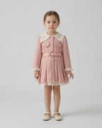 Vestido Niña Elegante Invierno Cinturón Cuello