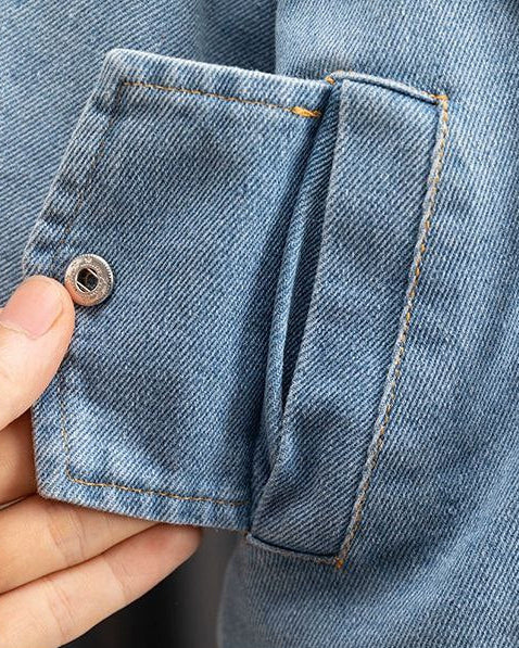 Chaqueta vaquera niña invierno con forro cálido y capucha de peluche con orejitas, Ideal para clima otoñal  en España