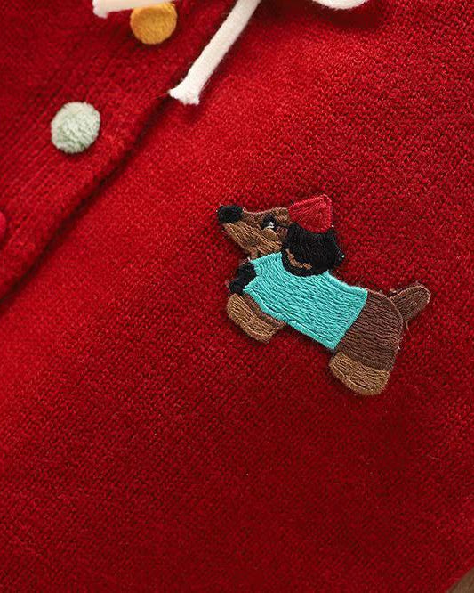 Vestido niña invierno de punto con lazo en el cuello y mangas largas estilo clásico,Ideal para primavera en España