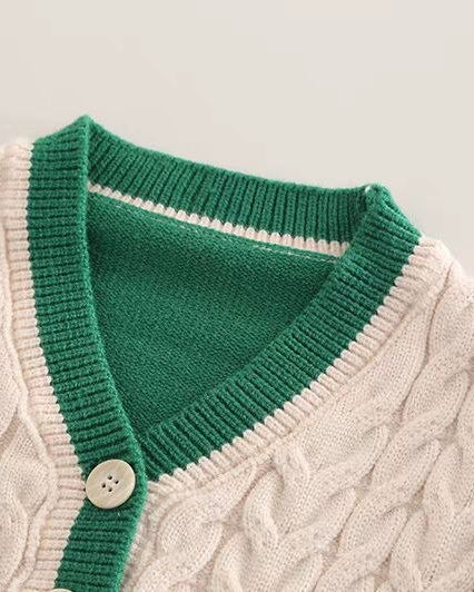 Conjunto bebé niño 3 piezas otoño invierno: camisa cuadros, cárdigan tejido y pantalón ,Ideal para clima otoñal en España