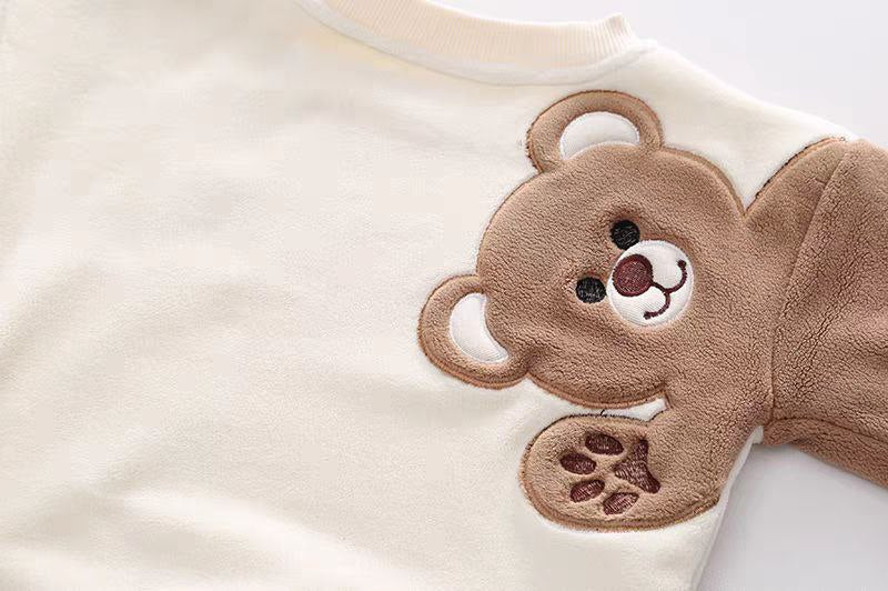 Conjunto bebé invierno terciopelo 2 piezas (chaqueta y pantalón oso 3D) Ideal para primavera en España