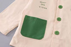 Conjunto niño 3 piezas: camisa de botones, camiseta interior y pantalón verde de algodón en España