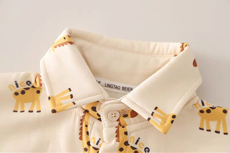 Conjunto bebé 3 piezas ropa bebé algodón con chaqueta de punto y pantalón vaquero con jirafa 3D en España