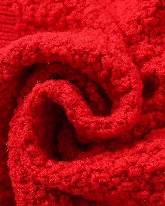 Conjunto niña invierno punto 2 piezas suéter y falda roja elegante ropa infantil,Ideal para clima otoñal en España