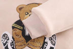 Soft kids sweatshirt with teddy bear graphic, cozy fleece fabric and ribbed cuff for comfort