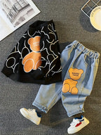 Conjunto de Oso Travieso con Vaqueros Anchos