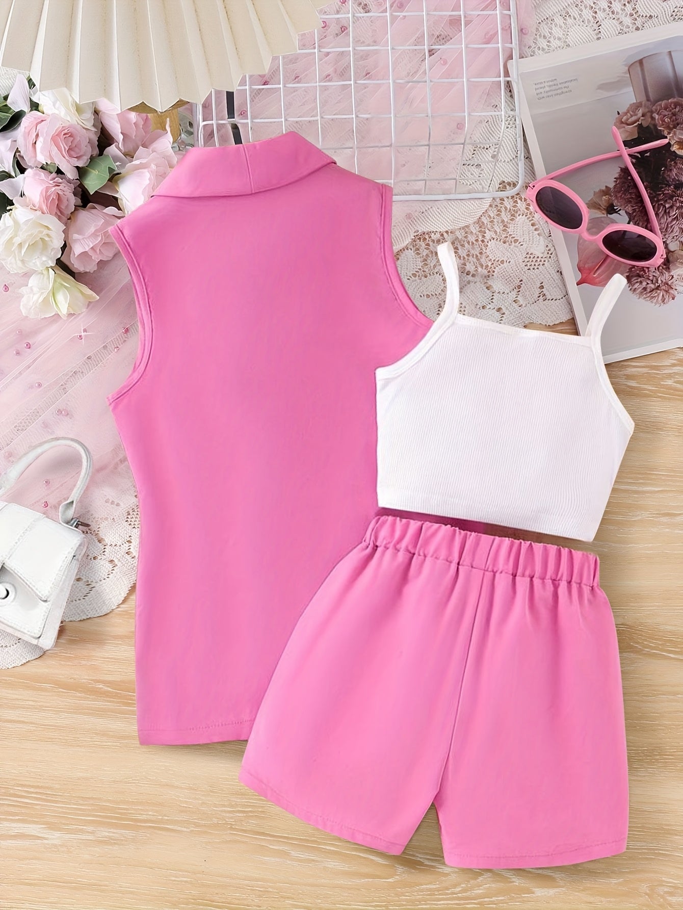 Conjunto de Chaleco y Pantalón Corto con Perlas