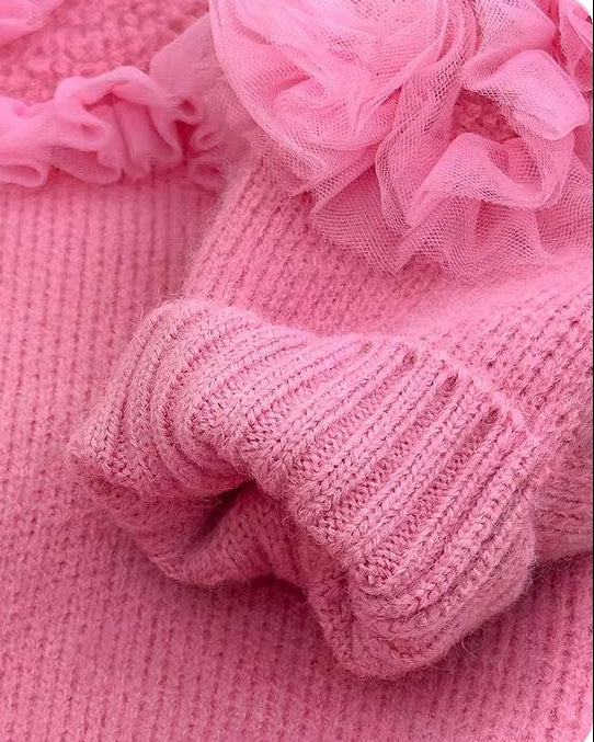 Jersey de Punto para Niña con Elegantes Volantes