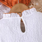 Conjunto de 2 piezas: blusa blanca con volantes y falda de pana con lazo 🤍🎀