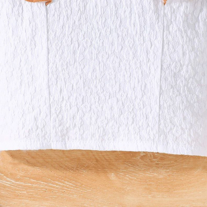 Conjunto de 2 piezas: blusa blanca con volantes y falda de pana con lazo 🤍🎀