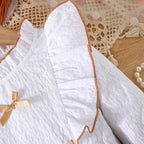 Conjunto de 2 piezas: blusa blanca con volantes y falda de pana con lazo 🤍🎀