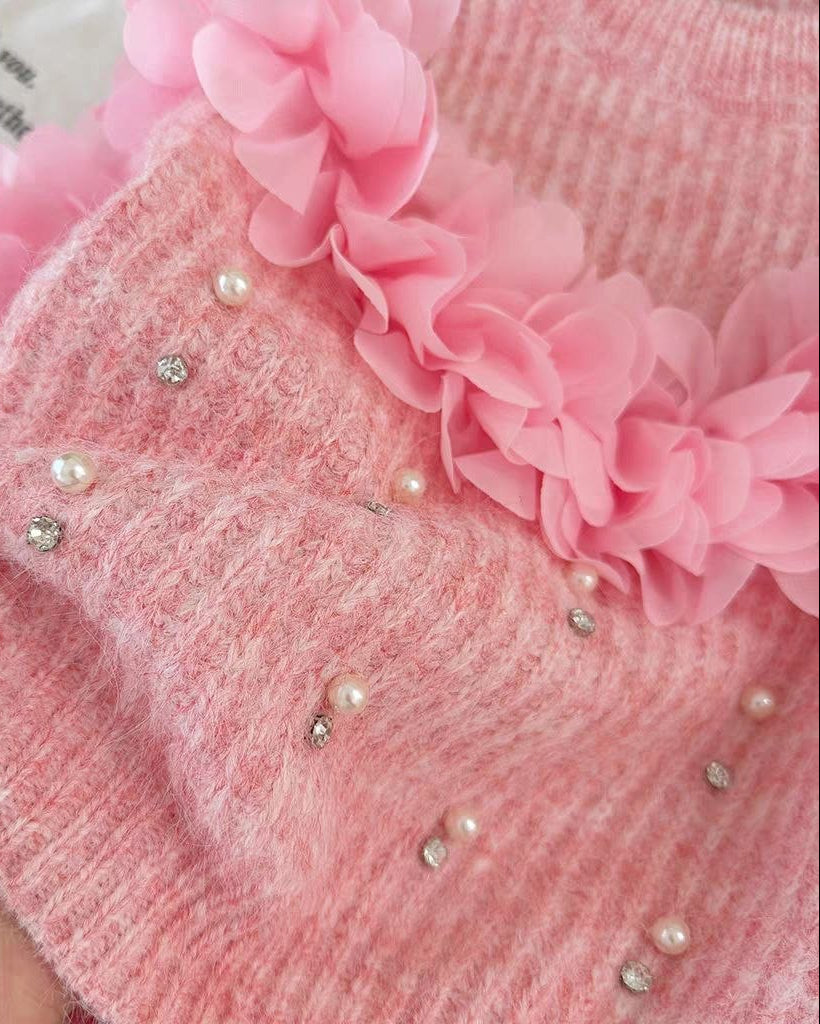 Suéter de Punto para Niña con Flores 3D de tul