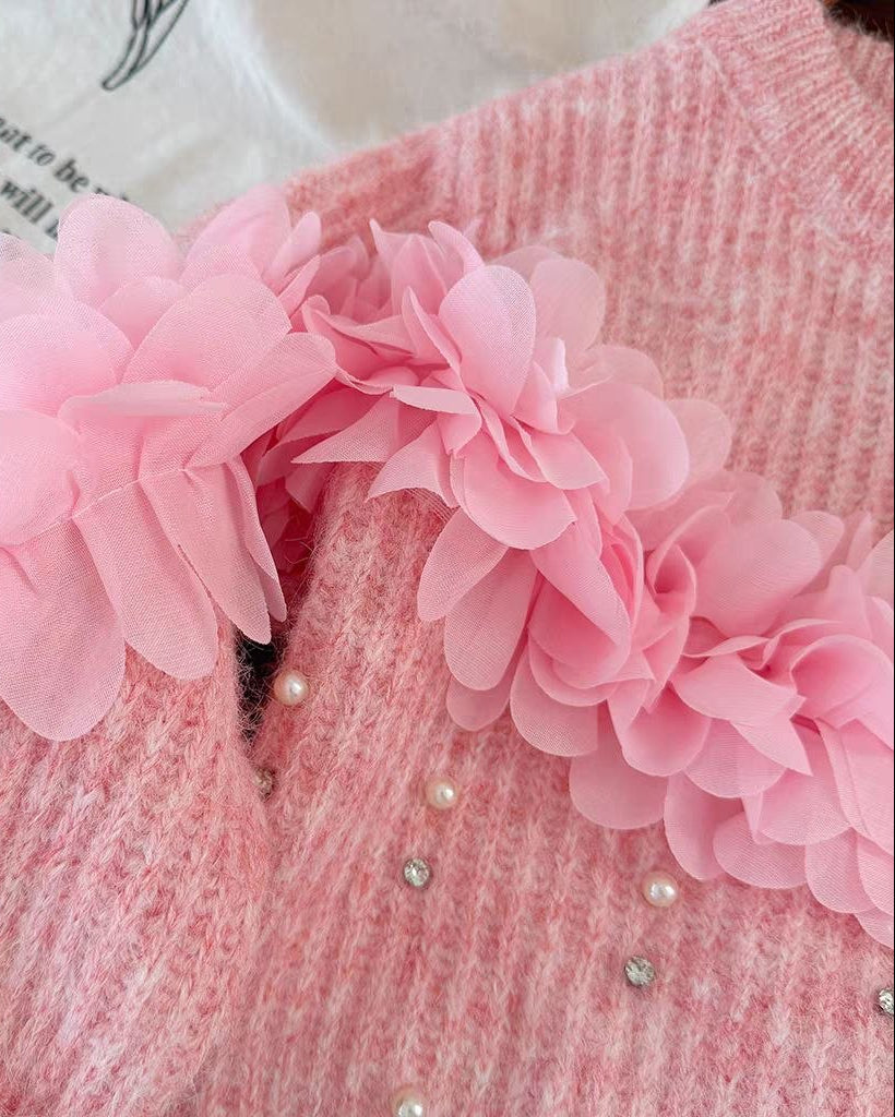 Suéter de Punto para Niña con Flores 3D de tul