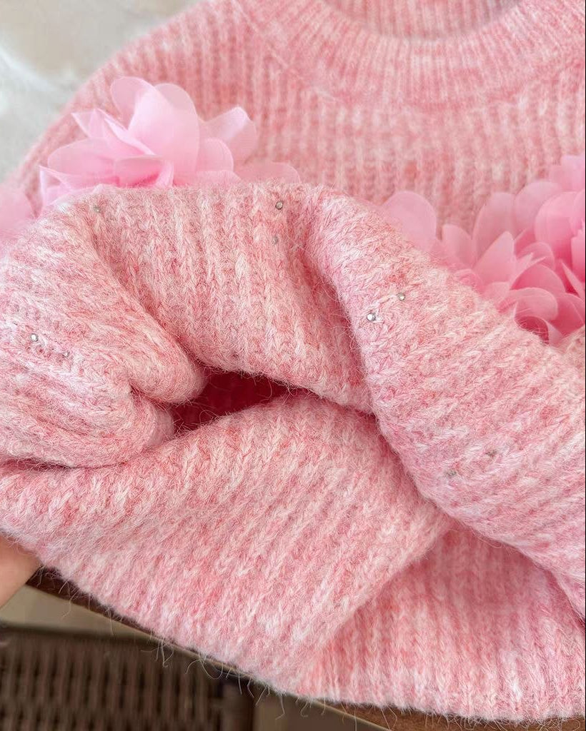 Suéter de Punto para Niña con Flores 3D de tul