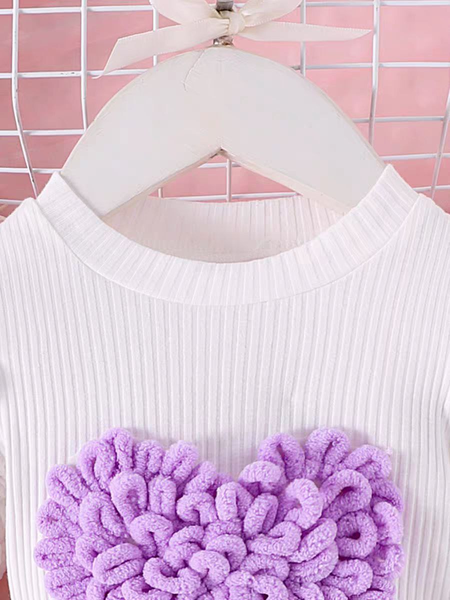 Conjunto de Corazón y Flores 3D para Niñas