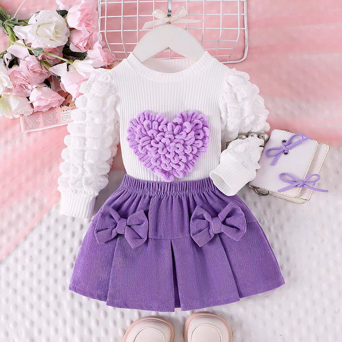 Conjunto de Corazón y Flores 3D para Niñas