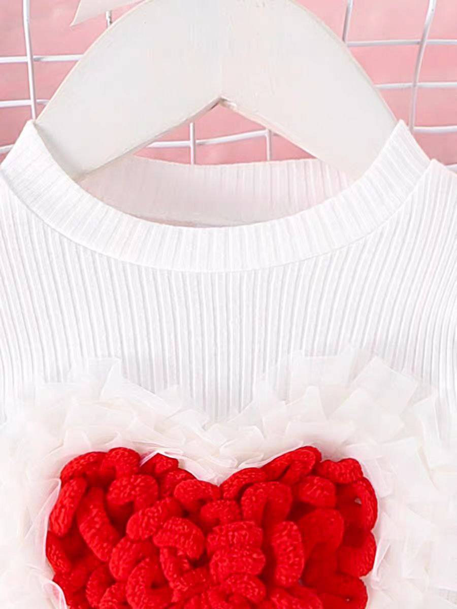 Conjunto de Corazón y Flores 3D para Niñas